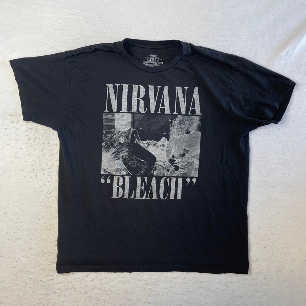 Nirvana Bleach Band T-Shirt XL Black Short Sleeve Graphic Print 2017 Philcos